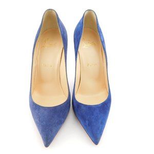 CHRISTIAN LOUBOUTIN Brilliant Blue Suede Leather Stiletto Heel Pumps 37